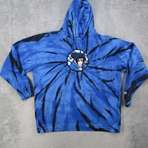 Hypland x Naruto Sasuke Uchiha Tie Dye Hoodie Blue Black Chenille Patch 2XL